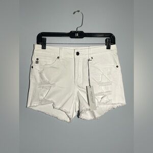 White Distressed Denim Shorts